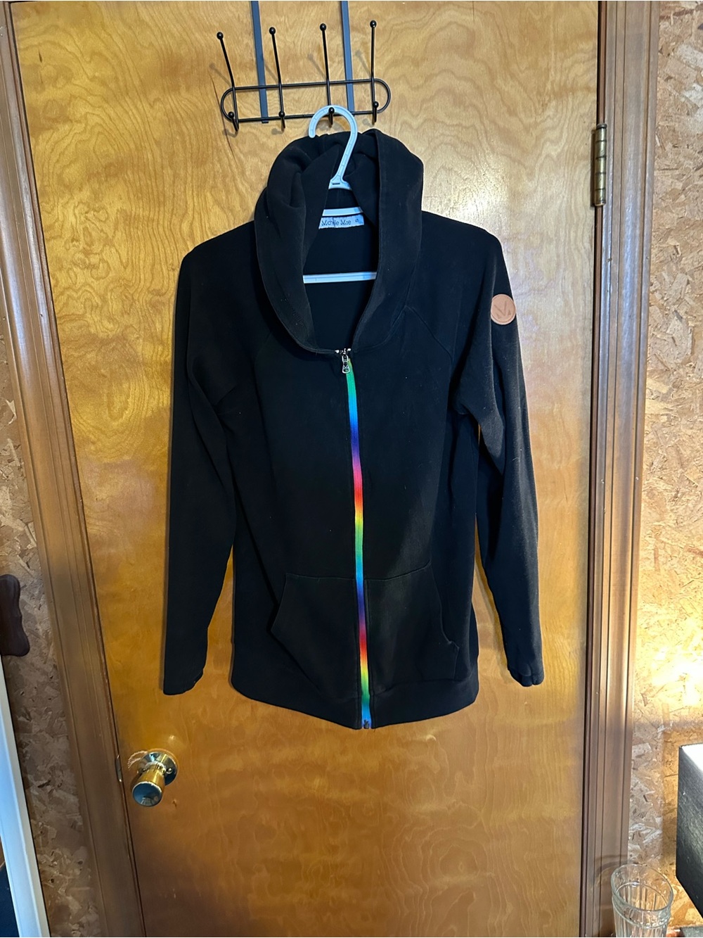 Michelle Mae Black Bomber Jacket with Rainbow Zipper